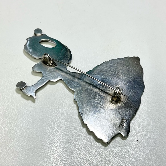 Vintage Sterling Silver Turquoise Mexican Flamenco Dancer Brooch - Picture 3 of 5